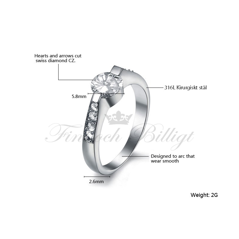 "HILLTOP BEAUTY" RING IN 316L WITH CUBIC ZIRCONIA STONES - 4