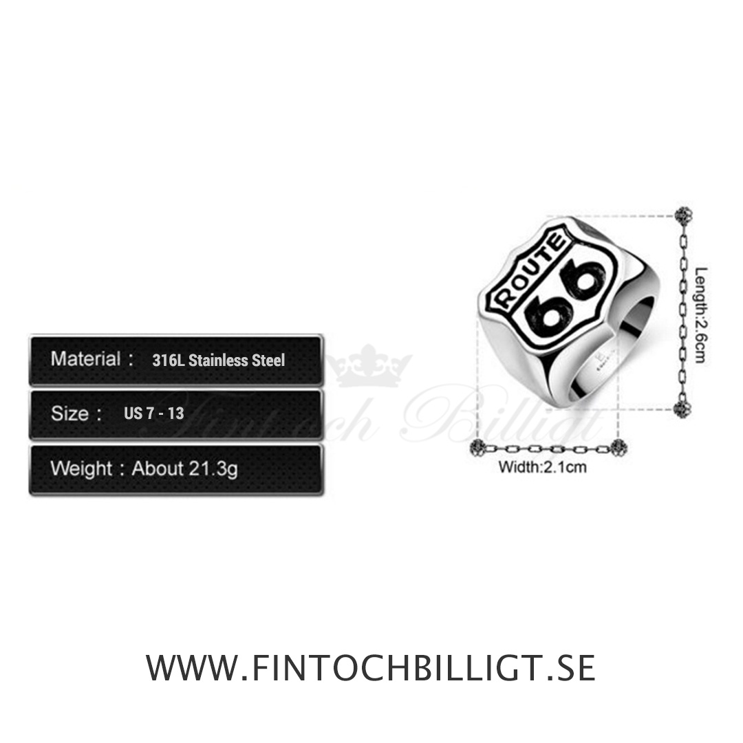 Route 66 - Biker Ring Route 66 Massive Punk Ring 316L Ring i rustfrit stål - 4