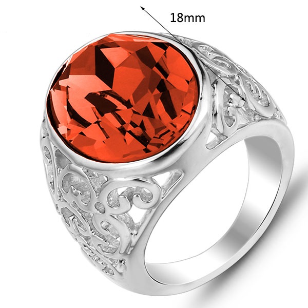 Cherry Dream - 18K Vitguldpläterad Ring Stor Röd kristall - 4