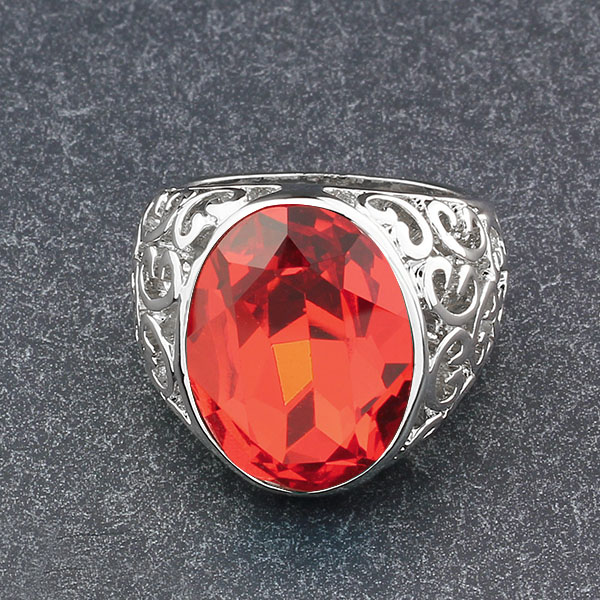 Cherry Dream - 18K Vitguldpläterad Ring Stor Röd kristall - 2
