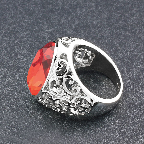 Cherry Dream - 18K Vitguldpläterad Ring Stor Röd kristall - 3