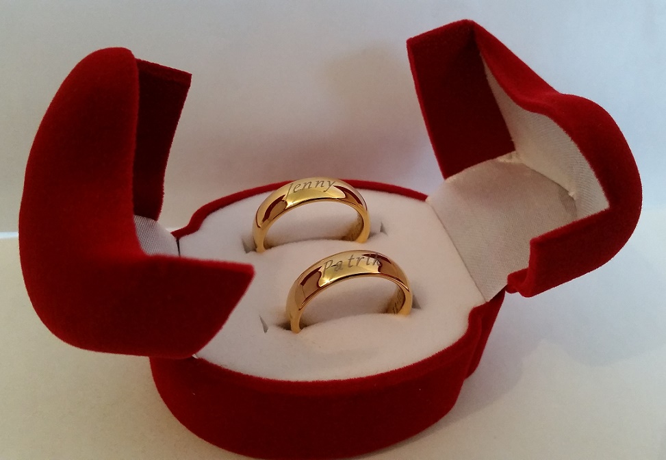 Ring - Tungstensring 18k Guldpläterad Slät - Shiny Diamond Gold - 2