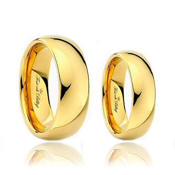 Ring - Tungstensring 18k Guldpläterad Slät - Shiny Diamond Gold