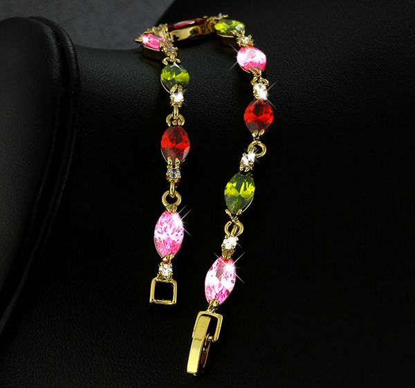 Tennisarmband Exquisite Oval - 18K Guldpläterad Multicolour - 2