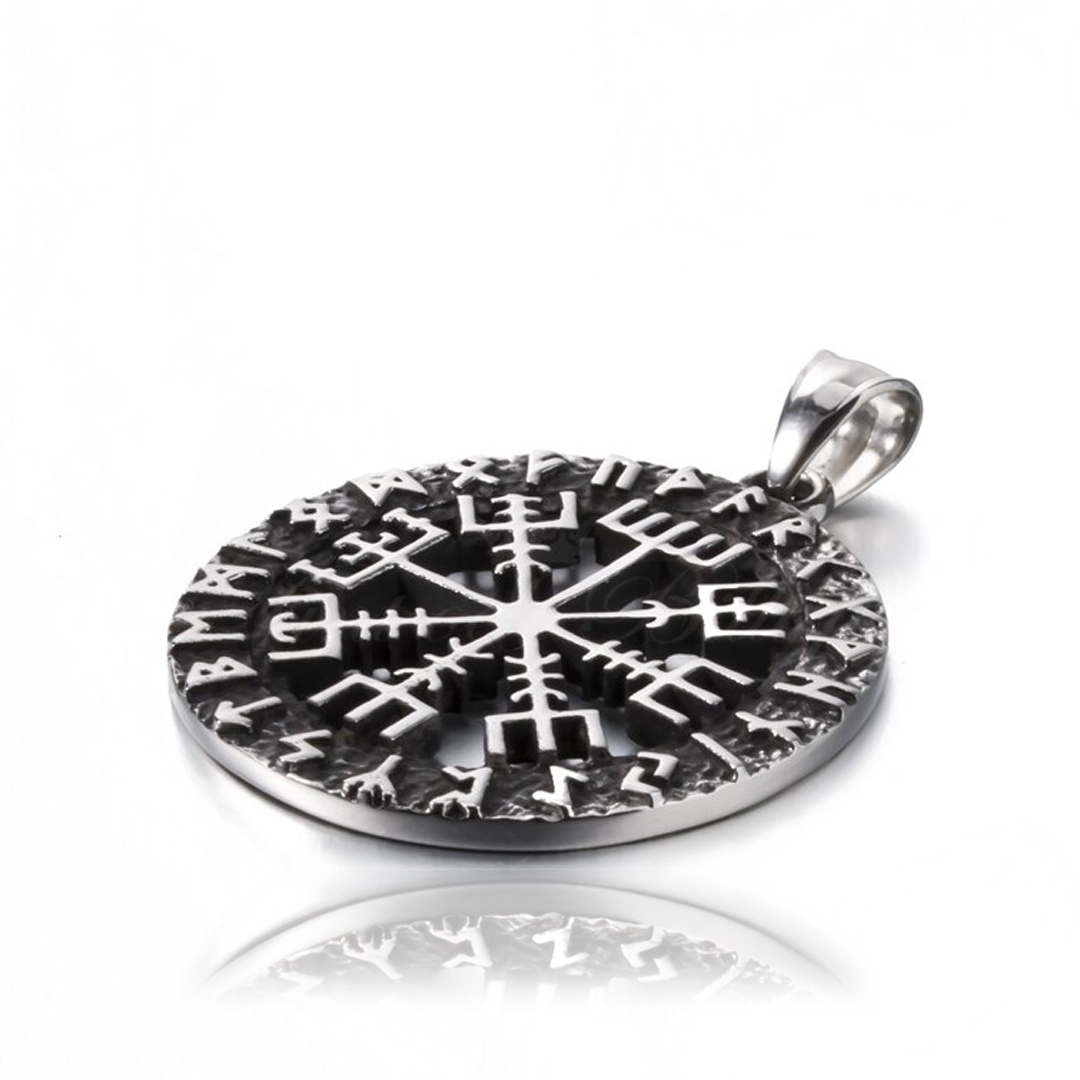 Nordisk Vegvisir Futhark amulett silver