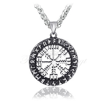 Vegvisir viking halsband med Futhark kompass