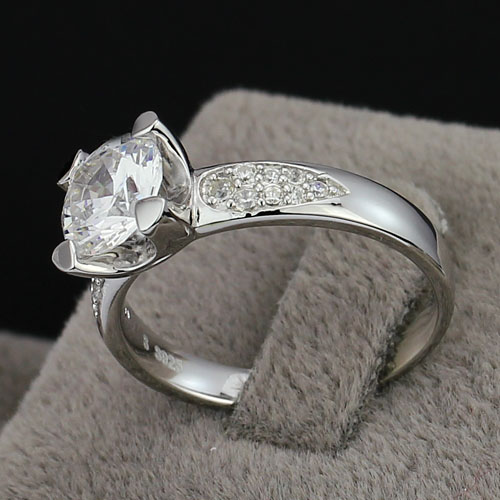 Silverring Big One - 925s Silverring 8mm 1.50CT  AAA Zirconia Diamant - 4