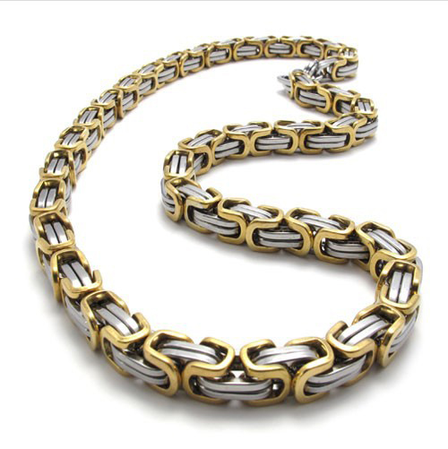 Kejsar Two Tone - 18k Guldpläterad Kejsarhalsband 316L Rostfritt Stål 125g 8mm*560mm - 2