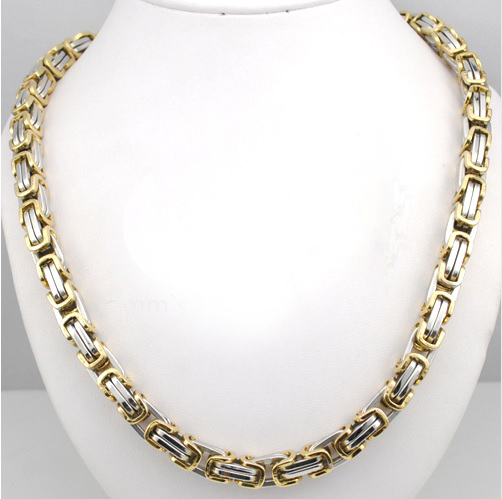 Kejsar Two Tone - 18k Guldpläterad Kejsarhalsband 316L Rostfritt Stål 125g 8mm*560mm - 4