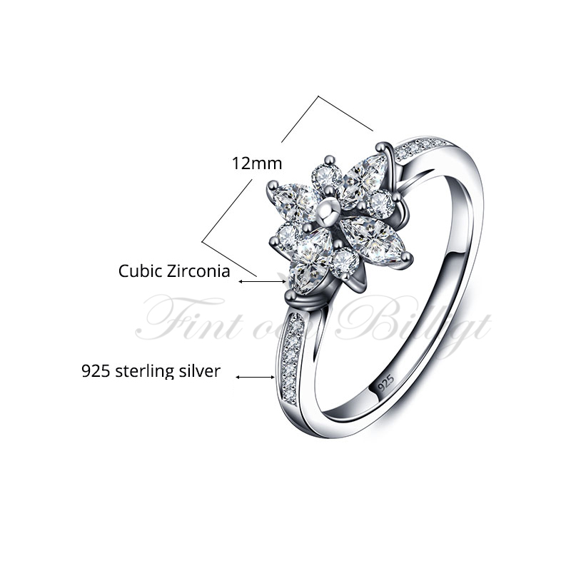 Snowflake - 925s sølvring Unikt design Cubic Zirconia - 4