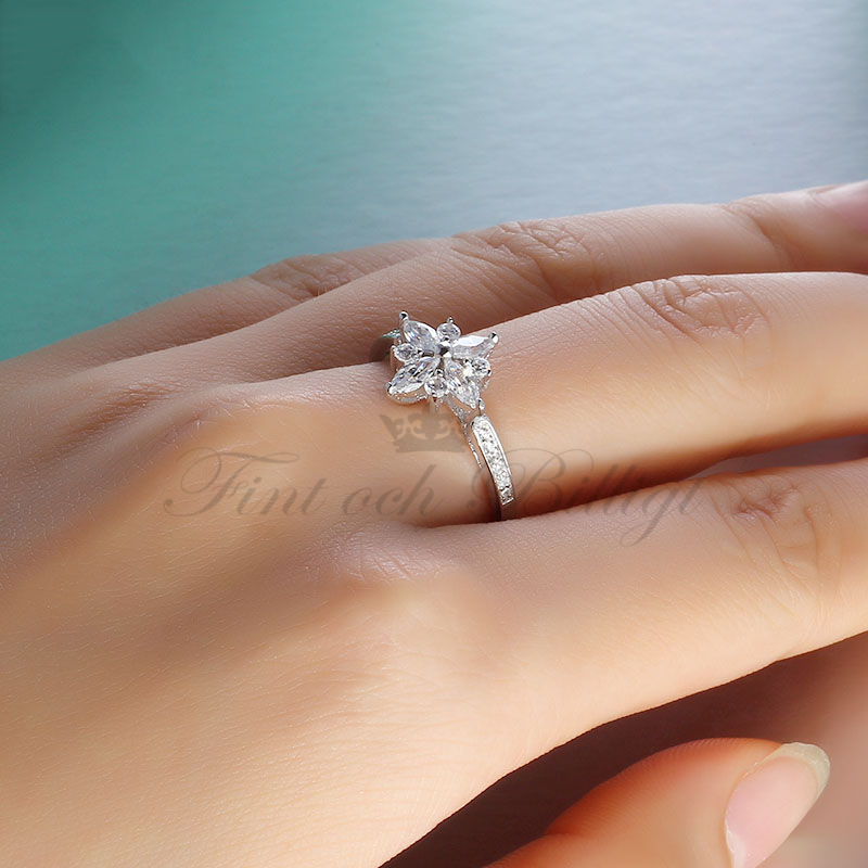 Snowflake - 925s sølvring Unikt design Cubic Zirconia - 2