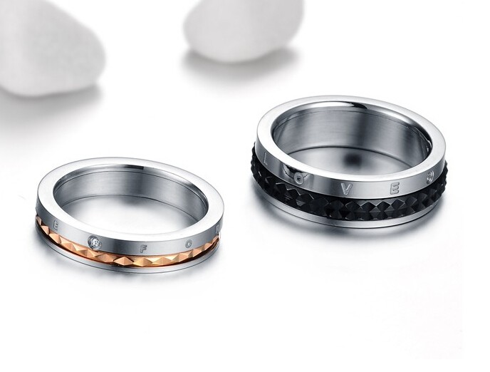 Parringe - Roterbar Sort & Rose Guld 316L Stål - Love Forever - 6