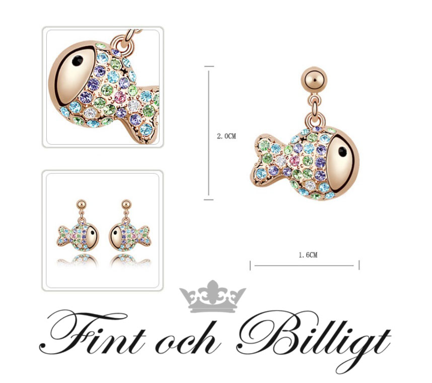 "Million Dollar Fish" Halskæde Armbånd og øreringe Sæt med Swarovski-krystaller - 3