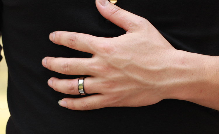Couple Rings Elegant - Smooth Silver and Black 316L - 2