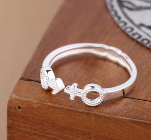 Her and Him - Handgjord 925s Silverring med Symbol för Man och Kvinna Onesize - 5