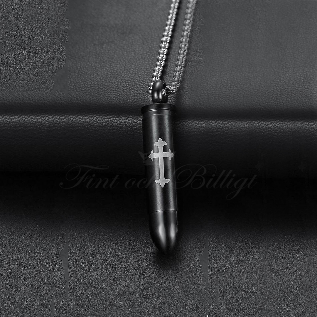 Bullet Crusader Black Edition - Bullet Cross Urn Necklace Black for Ashes 316L rustfrit stål - 2