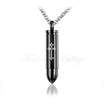 Bullet Crusader Black Edition - Bullet Cross Urn Necklace Black for Ashes 316L rustfrit stål