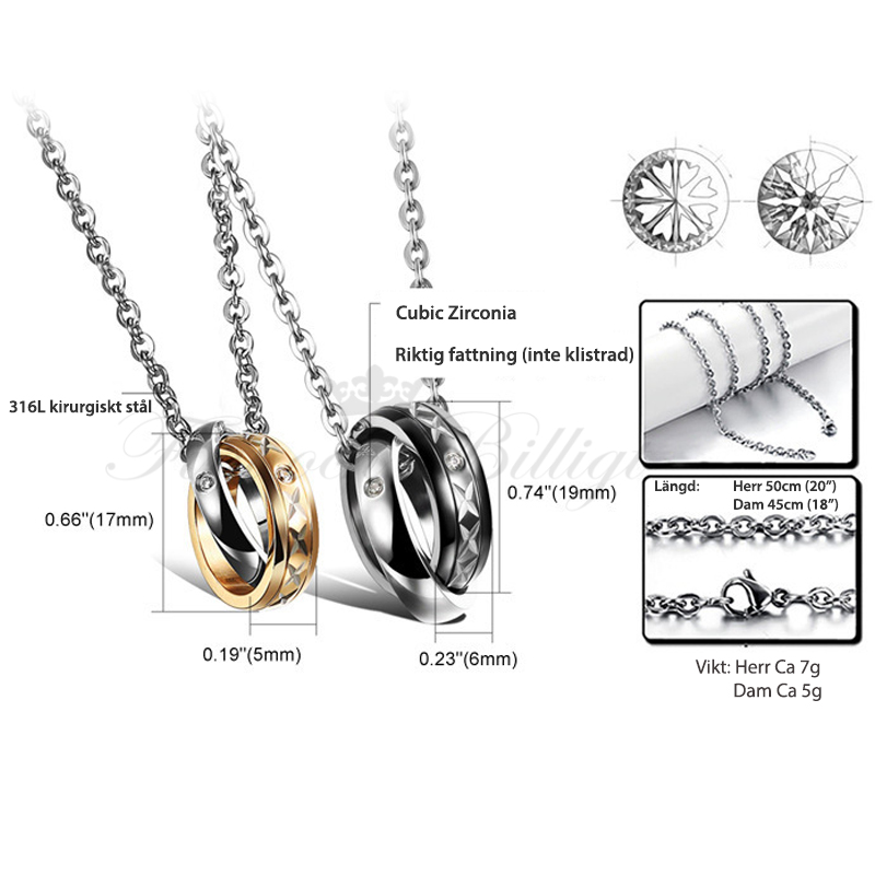 Mr And Mrs X - Par halskæde med Cubic Zirconia (pc) - 4