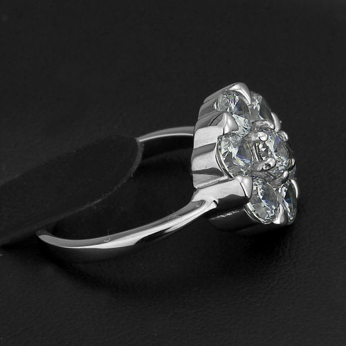 Utsökt "Blomma" 316L rostfritt stål lady ring med CZ - 3