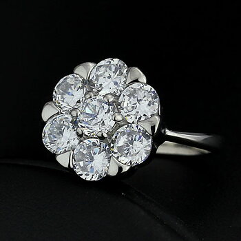 Utsökt "Blomma" 316L rostfritt stål lady ring med CZ
