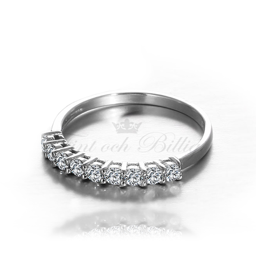 Diamond Flower - 925s Silver Ring 9pcs. Cubic Zirconia Stones - 2