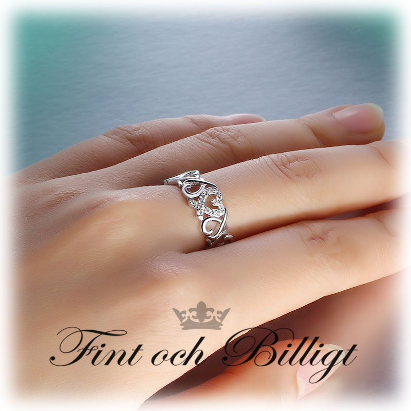 Sølvring Sparkling Heart - 925s Hjerter AAA CZ Diamanter - 2