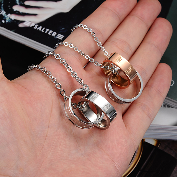 Love Affair - Pair of Necklaces in Silver and Rose Gold 316L Stainless Steel (pc) - 3