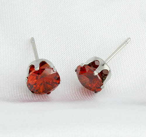 8 mm 316L rustfrit stål øreringe med Cubic Zirconia - 2