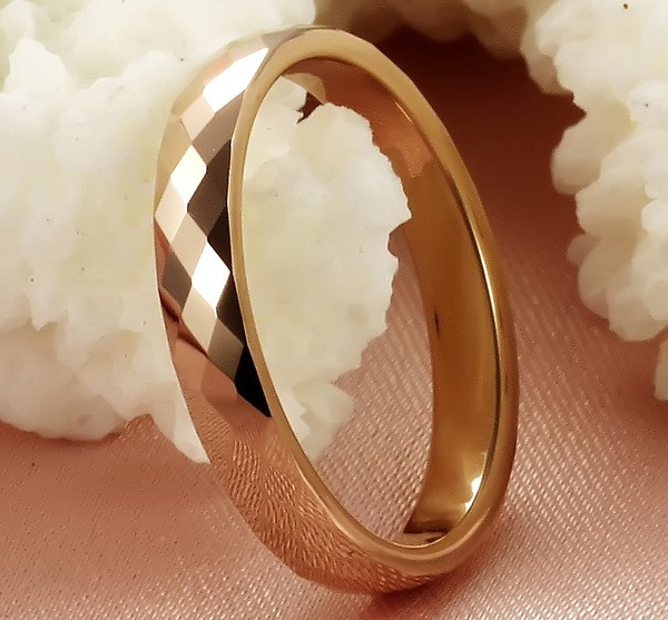 Tungsten ring - Facet skåret 18k Rose guldbelagt 3mm - Facet Rose - 2