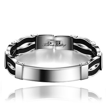Glat silikonemærke - ID-armbånd Silikone 316L rustfrit stålarmbånd 12mm*210mm