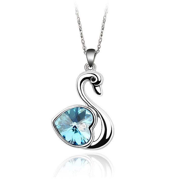 Necklace - Love Swan 18k Whitegold Plated Crystal Multiple Colors - 7