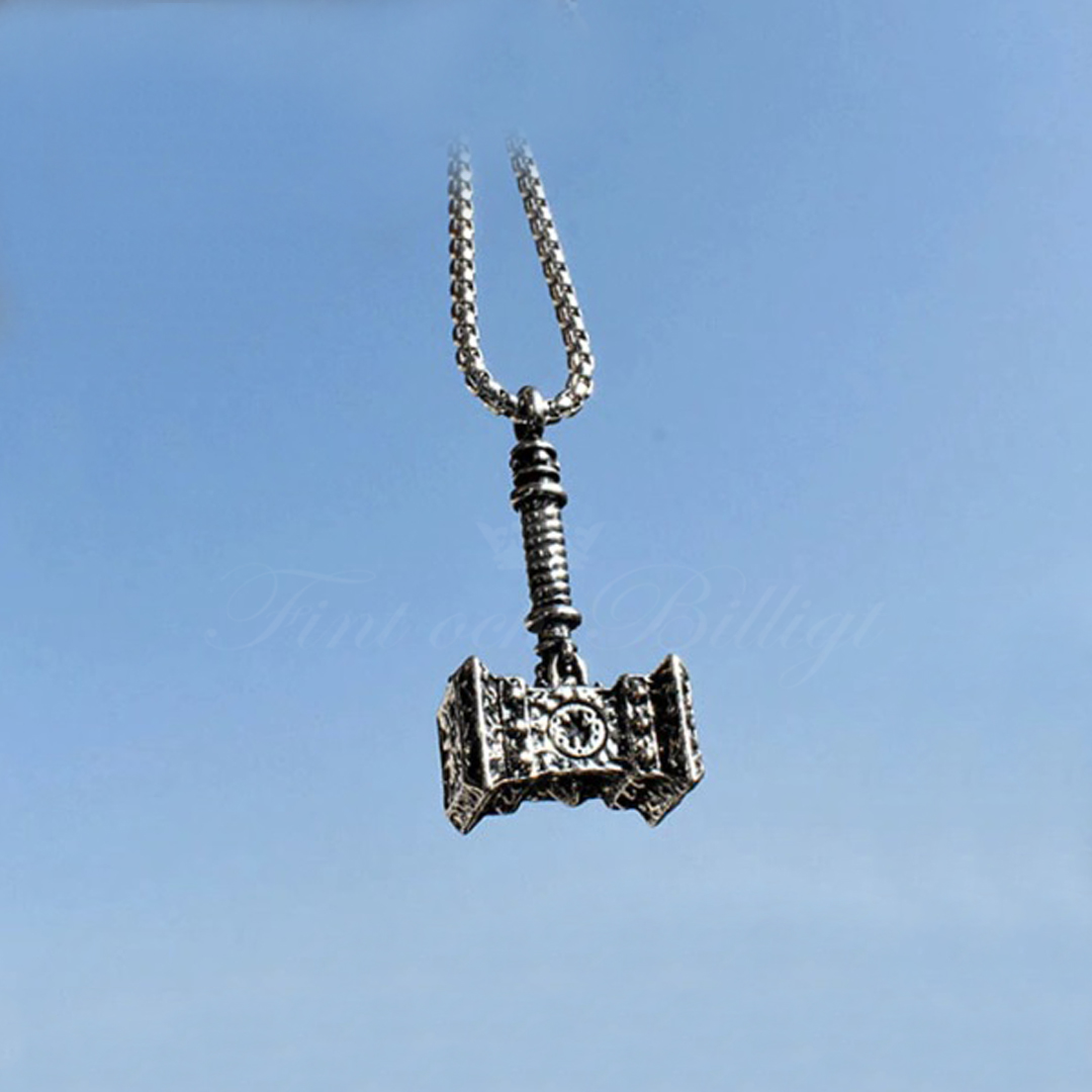 Halskæde  Thor's Hammer Big Solid - Viking Vedhæng Mjølnir - 3