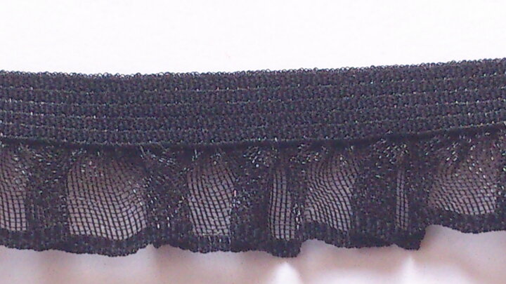 Svart resårband med organza 14 mm