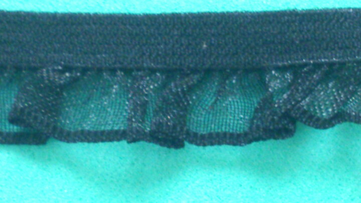 Svart resårband med organza 14 mm