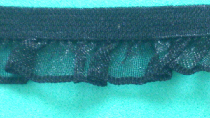 Svart resårband med organza 14 mm