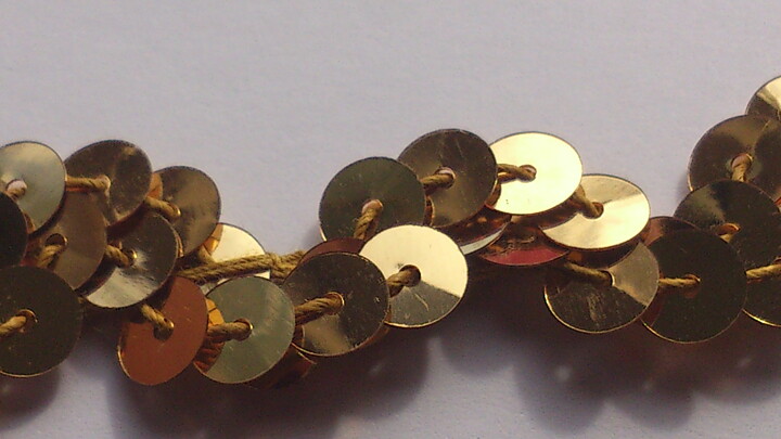 Guldfärgat paljettband 20 mm