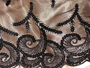 Svart organzaspets med paljetter och broderi 240 mm