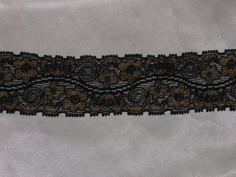 Svart/Guldfärgad stretchspets 40 mm