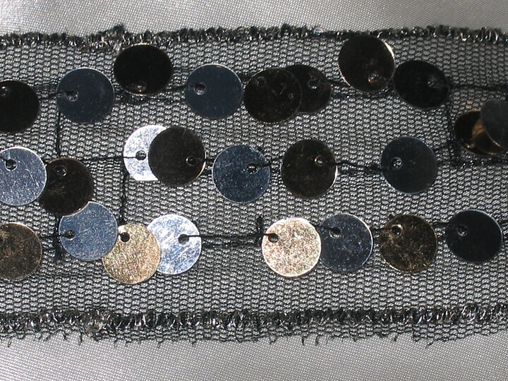 Guldfärgat/Silverfärgat paljettband 45 mm