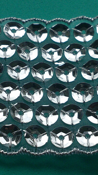 Spets med silverfärgade paljetter 50 mm