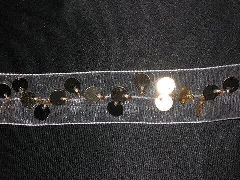 Vitt band med paljetter 26 mm