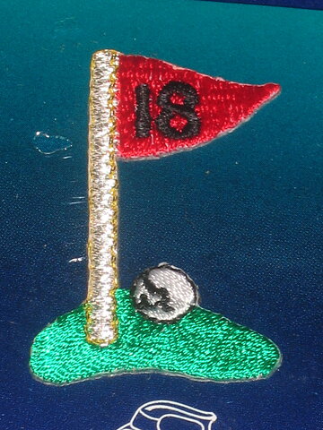 Flerfärgad stryka-på applikation, golf (45 x 30 mm)