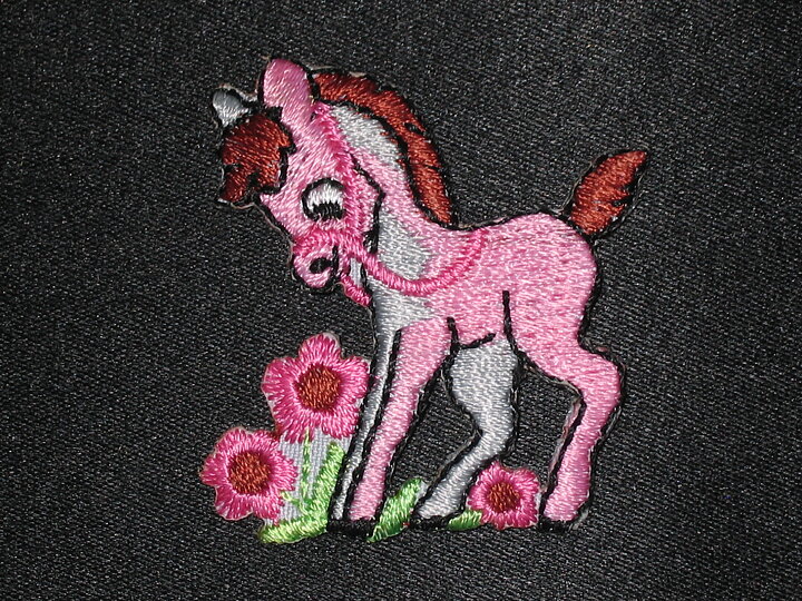 Rosa Stryka på-applikation, häst (40 x 40 mm)