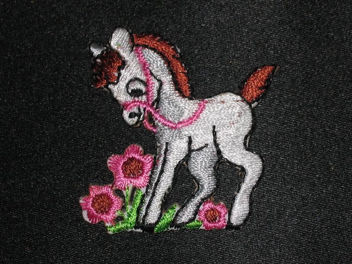 Silvergrå stryka på-applikation, häst (40 x 40 mm)
