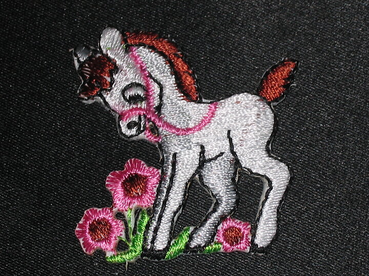 Silvergrå stryka på-applikation, häst (40 x 40 mm)