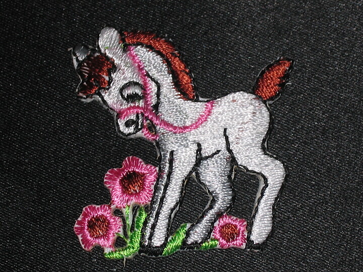 Silvergrå stryka på-applikation, häst (40 x 40 mm)