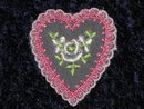 Rosa/Vit hjärtapplikation (50 x 50 mm)