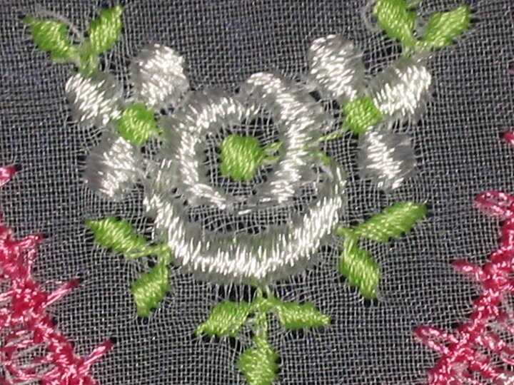 Rosa/Vit hjärtapplikation (50 x 50 mm)