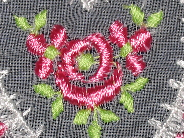 Rosa/Vit hjärtapplikation (50 x 50 mm)