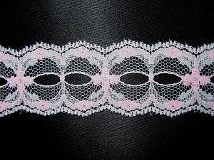 Rosa / Vit spets 32 mm
